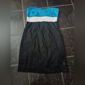 Y2K Bailey Blue Strapless Sweetheart Neck Black and Blue Dress